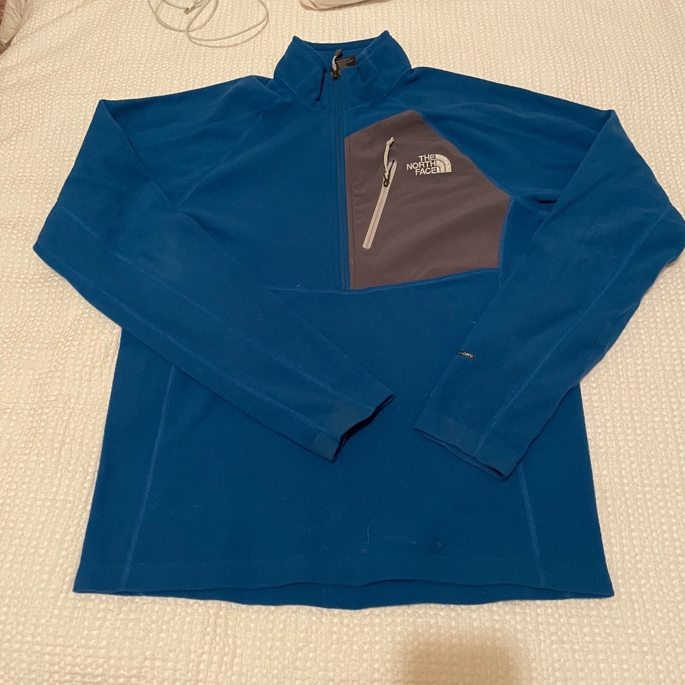 North Face tka 100 mens 1/4 Zip Pullover Jacket light Blue Sz S
